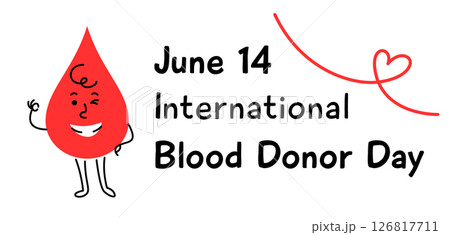 Blood Donor Day banner cute blood drop character 126817711