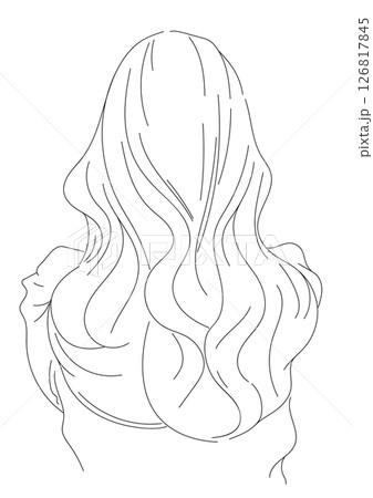 大人女子のロングヘアの韓国風線画イラスト 126817845