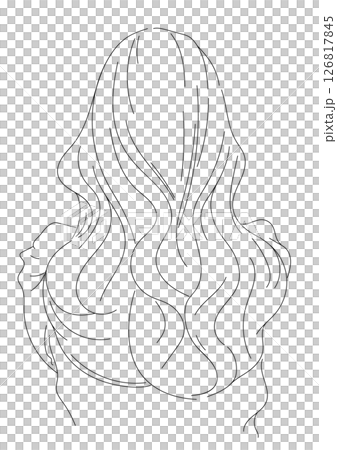 大人女子のロングヘアの韓国風線画イラスト 126817845