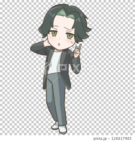 14-SD illustration of a male beauty influencer with a suspicious look 126817985