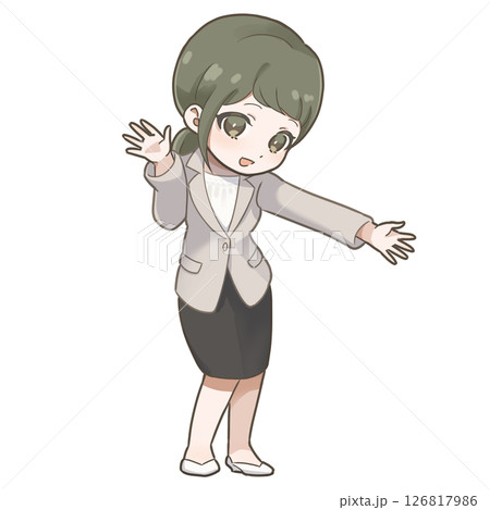 13-受付などで紹介する日本人女性のSDイラスト・ちびキャラ 126817986