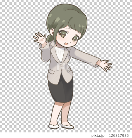 13-受付などで紹介する日本人女性のSDイラスト・ちびキャラ 126817986