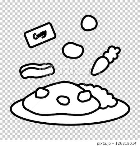 咖哩飯食材食譜插畫繪本 126818014
