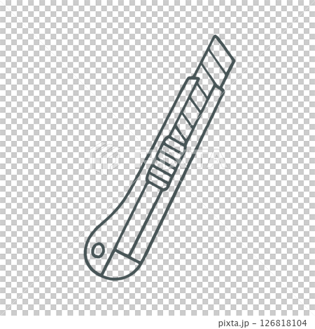 Cutter knife line drawing illustration, daily necessities, icon, material, simple, no background Cutter knife line drawing illustration, daily necessities, icon, material, simple, no background 126818104