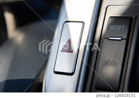 Close up of car emergency button. Close up of car emergency button. 126818131