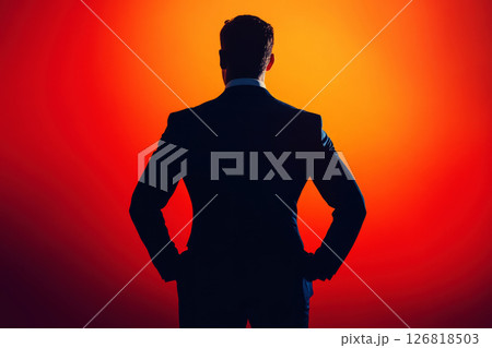 Business man icon. Male face silhouette with office suit and tie. User avatar profile. 126818503