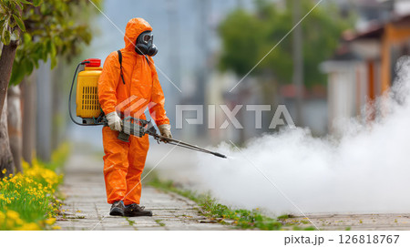 A professional exterminator in a protective...のイラスト素材 [126818767] - PIXTA