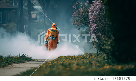 A professional exterminator in a protective...のイラスト素材 [126818796] - PIXTA