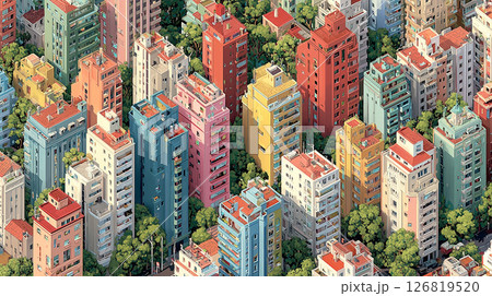 カラフルでノスタルジックな建物が立ち並ぶ海外都市の街角風景|ヨーロッパ風・観光・レトロ建築・街並み カラフルでノスタルジックな建物が立ち並ぶ海外都市の街角風景|ヨーロッパ風・観光・レトロ建築・街並み 126819520