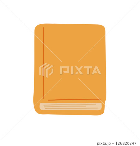 Minimalist vector illustration of an orange book, symbolizing knowledge and education. Ideal for educational themes, literature blogs, and creative book covers. 126820247