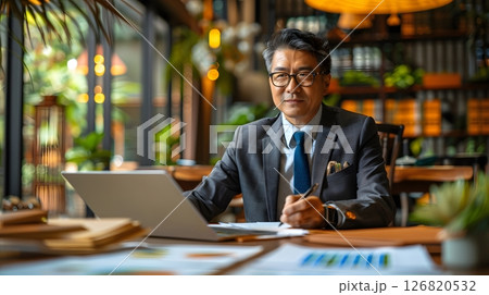professional discussing tax planning for investment income with clients 126820532