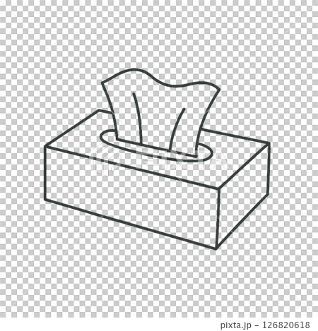ティッシュ箱の線画イラスト、日用品、アイコン、素材、シンプル、背景なし 126820618