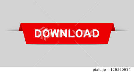 Red color inserted label with word download on gray background Red color inserted label with word download on gray background 126820654