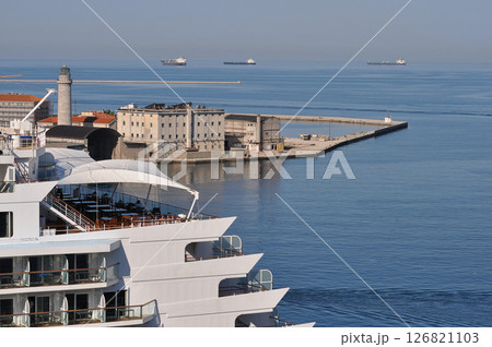 Trieste marina aerial view from from cruise ship. 126821103