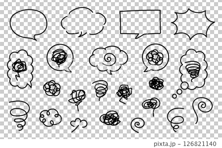 A swirling, blurry mark. Icons of negative emotions such as anxiety, worry, and confusion. Vector illustration material. 126821140