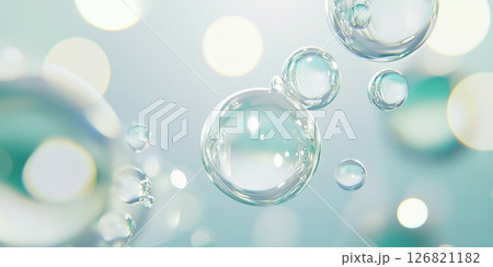 Teal bubbles in close-up with sparkling reflections, suitable for a background Teal bubbles in close-up with sparkling reflections, suitable for a background 126821182