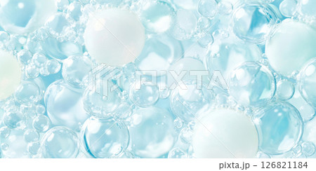 Teal bubbles in close-up with sparkling reflections, suitable for a background Teal bubbles in close-up with sparkling reflections, suitable for a background 126821184