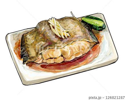 カレイの煮付け 水彩風イラスト 126821287