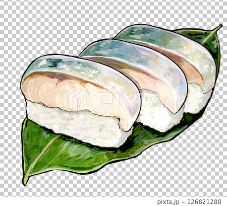 鯖寿司 水彩風イラスト 鯖寿司 水彩風イラスト 126821288