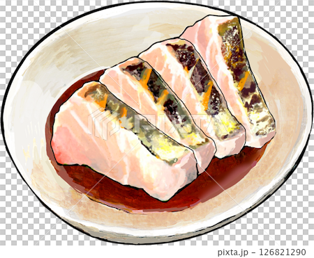 Sawara生魚片水彩插圖 126821290