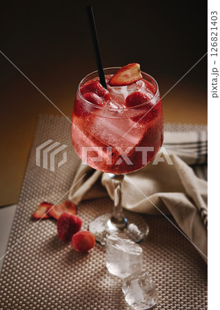Close-up of strawberry cocktail 126821403