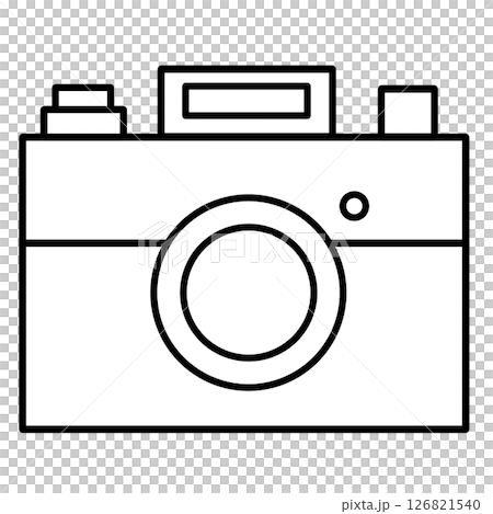 撮影や記録を象徴するシンプルなカメラアイコンのイラスト 126821540