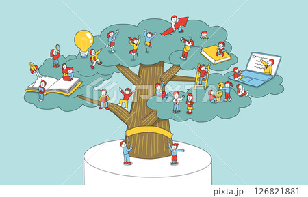 学んで成長する中学生・高校生 大木に集まるやる気のある受験生 学んで成長する中学生・高校生 大木に集まるやる気のある受験生 126821881