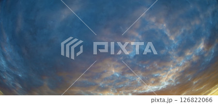 Baner of beautiful blue sky and clouds with yellow veins. Baner of beautiful blue sky and clouds with yellow veins. 126822066