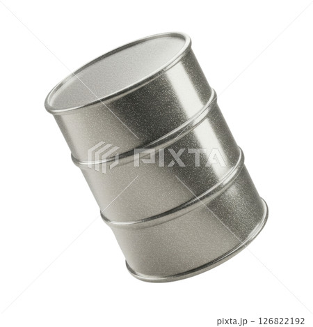 Shiny Silver Steel Drum Industrial Container 3D Render Shiny Silver Steel Drum Industrial Container 3D Render 126822192