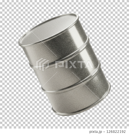 Shiny Silver Steel Drum Industrial Container 3D Render 126822192