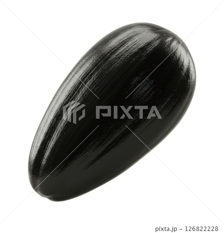 Black Sunflower Seed with Textured Glossy Surface 126822228