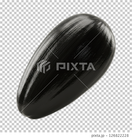 Black Sunflower Seed with Textured Glossy Surface 126822228