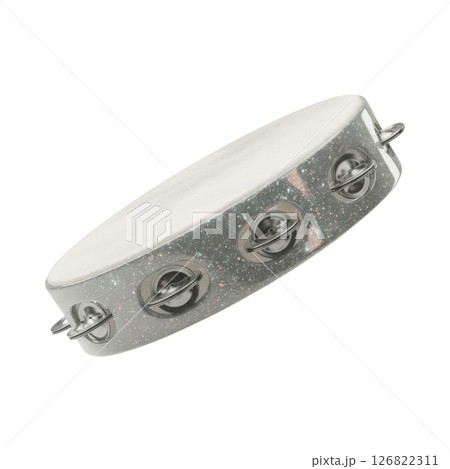 Sparkling Silver Tambourine Musical Instrument for Celebration and Music 126822311