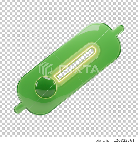 3D Glossy Green Thermometer Strip Health Indicator Icon 126822361