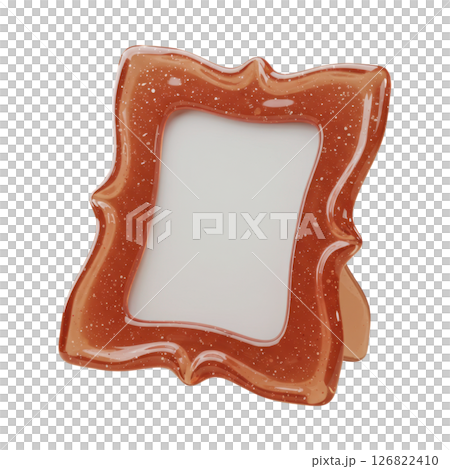 Ornate Glossy Brown Picture Frame with Wavy Design 126822410