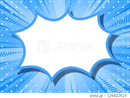 サンバーストとトゲトゲのフレーム背景、集中線とキラキラのパターン、ポップなデザイン 126822623