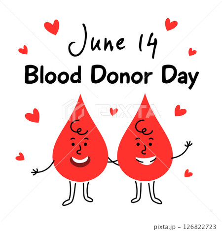 Blood Donor Day banner cute blood drop character Blood Donor Day banner cute blood drop character 126822723