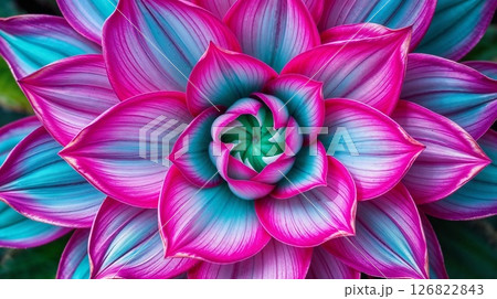 Abstract flower in fuchsia, teal, orange. Soft, dreamlike, and dramatic. 126822843
