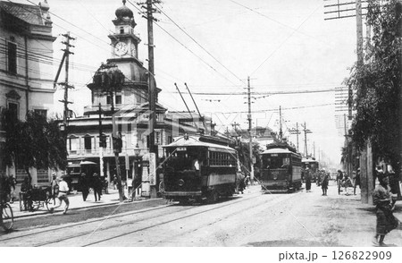 古写真　1907-1918年　東京　銀座中央通り　銀座四丁目付近 126822909