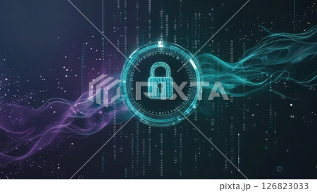 Digital Security Lock Concept with Futuristic Technology and Data Encryption Background 126823033