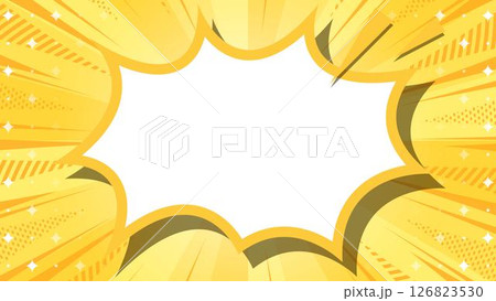 サンバーストとトゲトゲのフレーム背景、集中線とキラキラのパターン、ポップなデザイン 126823530