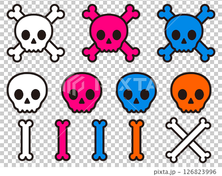 Simple skull icon illustration material set 126823996