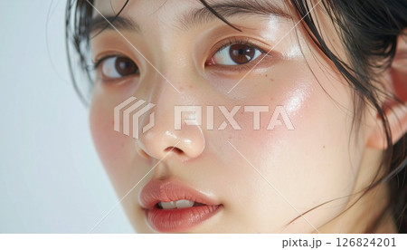 自然光の反射が美しい女性の横顔 126824201