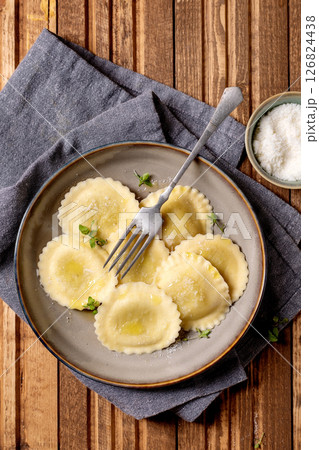 Fresh Homemade Ravioli with Parmesan Cheese Fresh Homemade Ravioli with Parmesan Cheese 126824438