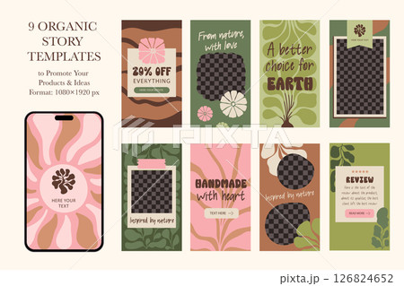 Organic Instagram Story Templates with Botanical Frames and Abstract Shapes Organic Instagram Story Templates with Botanical Frames and Abstract Shapes 126824652