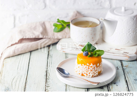 Mango mousse cake 126824775