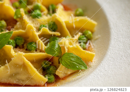 Portion of italian ravioli dumplings dish 126824823