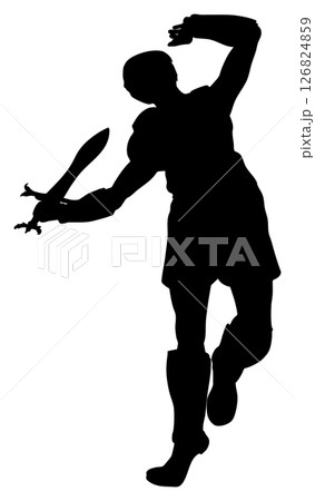 Silhouette of a Warrior with Sword 126824859