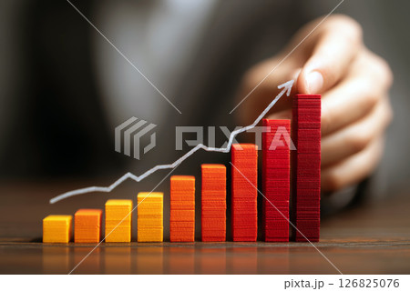 Business Growth Concept Depicted Through Economic Bar Graph and Increasing Trend. 126825076