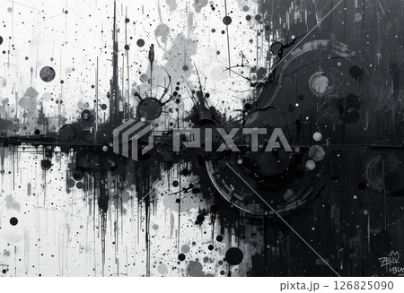 Grunge black and white distressed texture on white background. 126825090